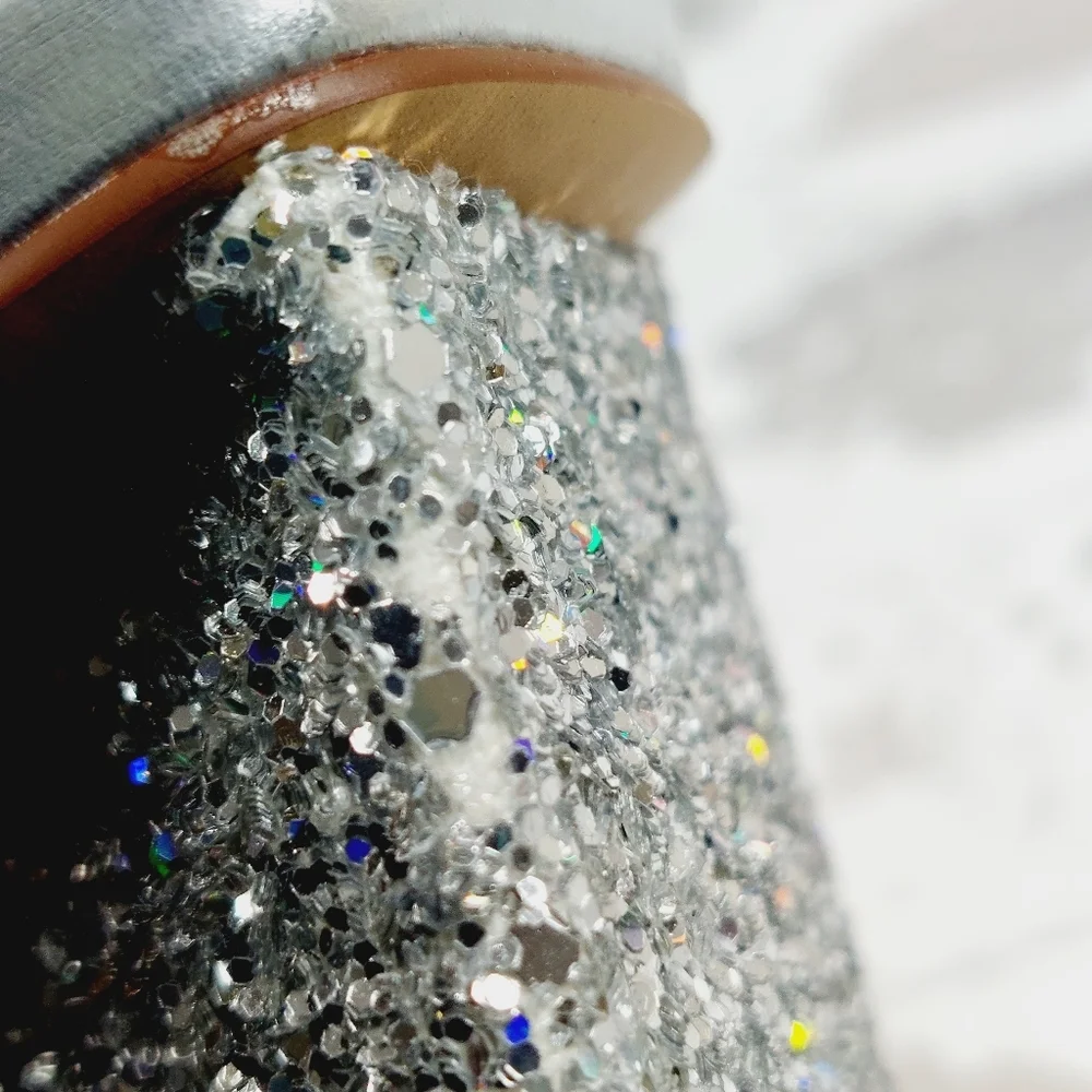 NEW Abound Carina Glitter Silver Slip On Block Heel Sandals M822 - Picture 13 of 14